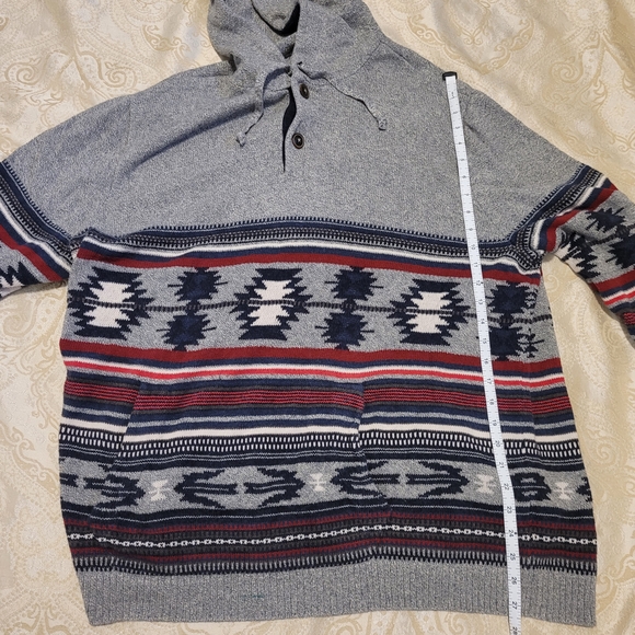 American Eagle Men's Southwestern Hooded Sweater Kangaroo Pocket Size XXL - Picture 6 of 10